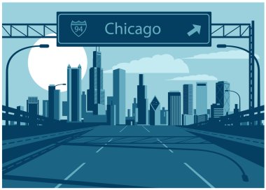 Chicago manzarası Otoban işareti