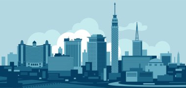 Kahire Mısır silueti vektör illüstrasyonu