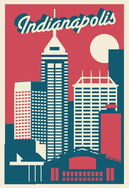 Indianapolis Cartão Postal Skyline Vetor Ilustração —  Vetores de Stock
