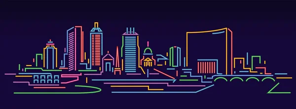 Indianápolis Skyline Vector Ilustración — Archivo Imágenes Vectoriales