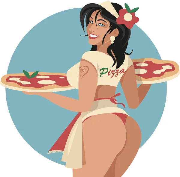 Sexy Pizzamädchen — Stockvektor