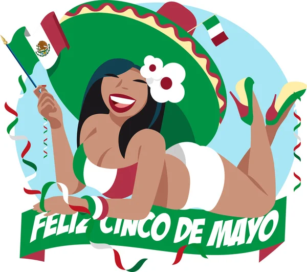 Cinco de Mayo kız — Stok Vektör