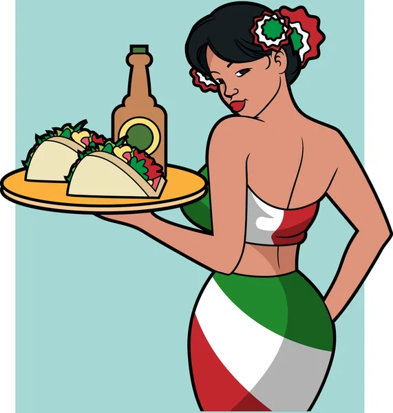 Mexican waitress — Stock Vector