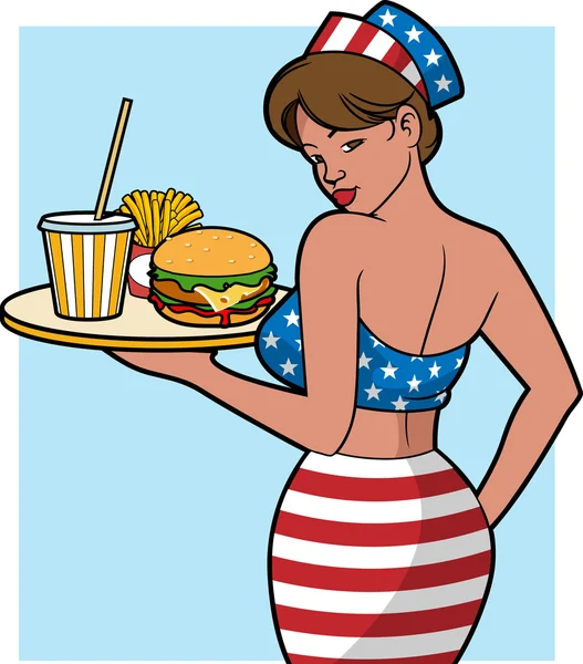 美国女服务员 — 图库矢量图片