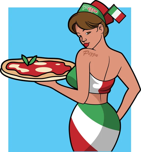 Garçonete de pizza italiana —  Vetores de Stock