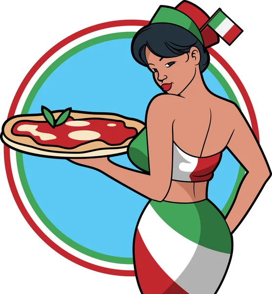 Официантка итальянской пиццы — стоковый вектор