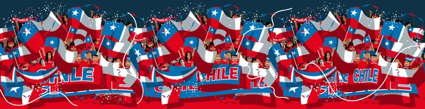 Chile fanáticos del fútbol — Vector de stock