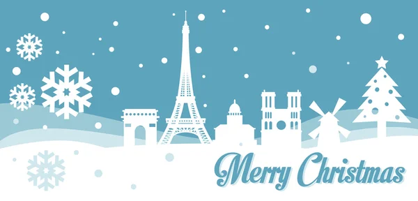 Parigi skyline di Natale — Vettoriale Stock