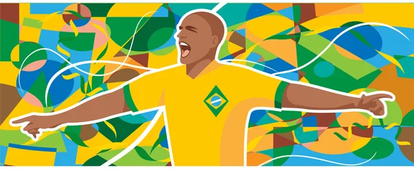 Jugador de fútbol brasileño — Vector de stock