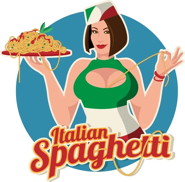 Garçonete de espaguete italiano —  Vetores de Stock