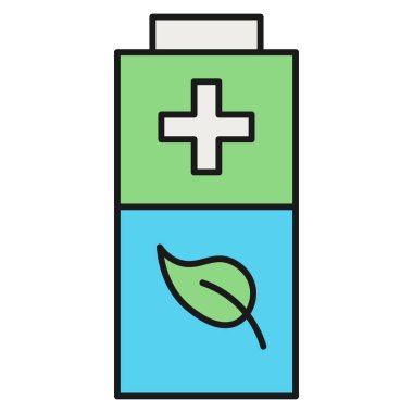 Ekolojik ikon. Çevresel pil. Beyaz arka planda izole edilmiş. Vektör illüstrasyonu.