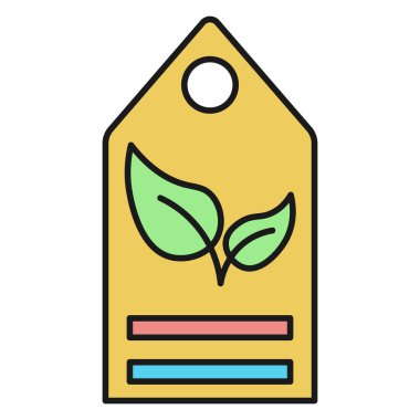 Ekolojik ikon. Çevre dostu etiketi. Beyaz arka planda izole edilmiş. Vektör illüstrasyonu.