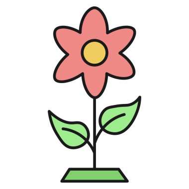 Ekolojik ikon. Büyüyen çiçek. Beyaz arka planda izole edilmiş. Vektör illüstrasyonu.