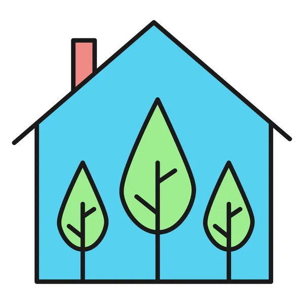 Ecological Icon Eco Friendly House Isolated White Background Vector Illustration — Stock Vector