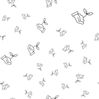 Ekolojik ikonların kusursuz deseni. Hazırda bitki var. Beyaz arka planda izole edilmiş. Vektör illüstrasyonu.