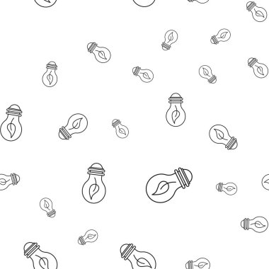 Ekolojik ikonların kusursuz deseni. Yapraklı ampul. Beyaz arka planda izole edilmiş. Vektör illüstrasyonu.