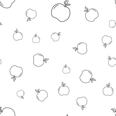 Kusursuz elma deseni. Beyaz arka planda izole edilmiş. Vektör illüstrasyonu.