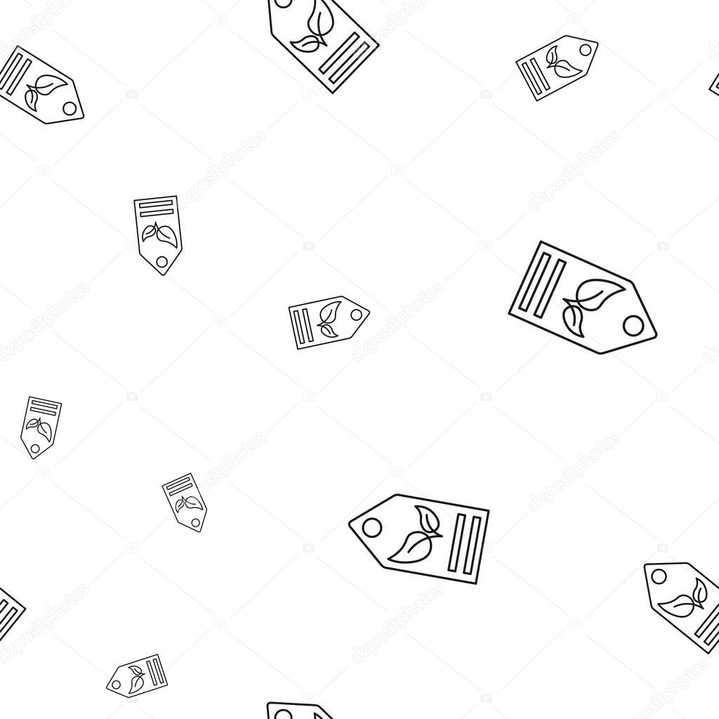 Seamless pattern of ecological icons. Eco friendly tag. Isolated on white background. Vector illustration.