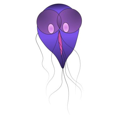 Purple Giardia lamblia protozoan. Vector illustration of a microorganism. Bright color illustration. clipart