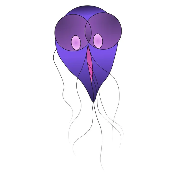 Mor Giardia lamblia protozoanı. Bir mikroorganizmanın vektör çizimi. Parlak renk illüstrasyonu.