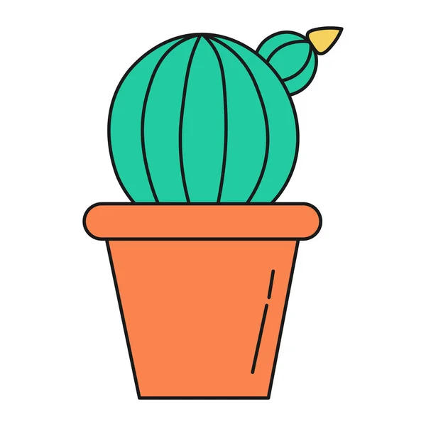 Kaktusz Cserepes Ökológiai Ikonok Növényekkel Elszigetelve Fehér Háttérrel Vektor Illusztráció — Stock Vector