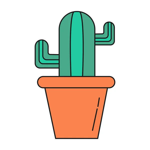 Cactus Pot Icônes Écologiques Avec Des Plantes Isolé Sur Fond — Image vectorielle