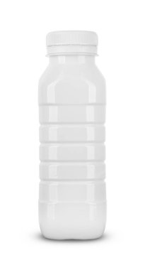 beyaz arka planda beyaz küçük plastik şişe