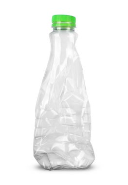 Büyük ezilmiş plastik şişe