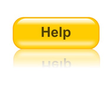 Beyaz arkaplan üzerinde 3d illüstrasyon sarı yardım düğmesi