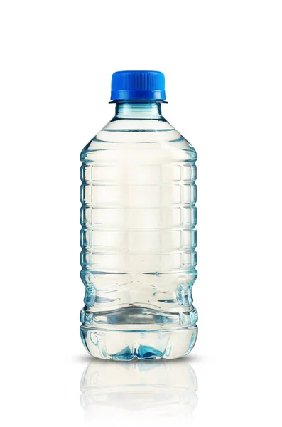 Kleine Flasche Mit Mineralwasser Auf Weißem Hintergrund — Stockfoto