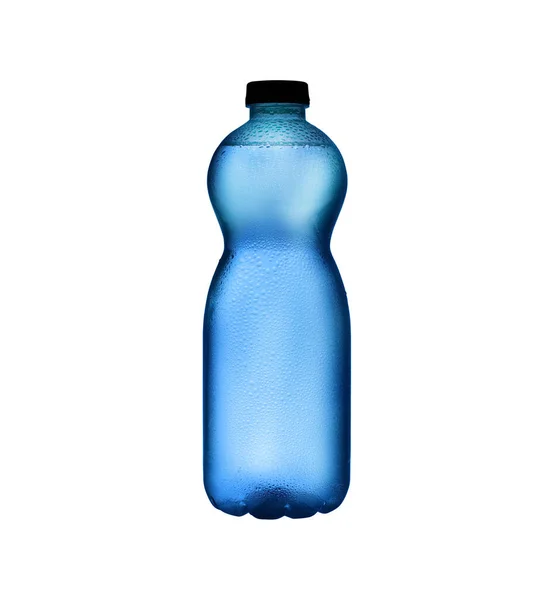 Su dolu mavi şişe.