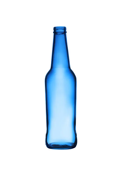 Botella Cerveza Blanco Azul Sobre Fondo Blanco — Foto de Stock