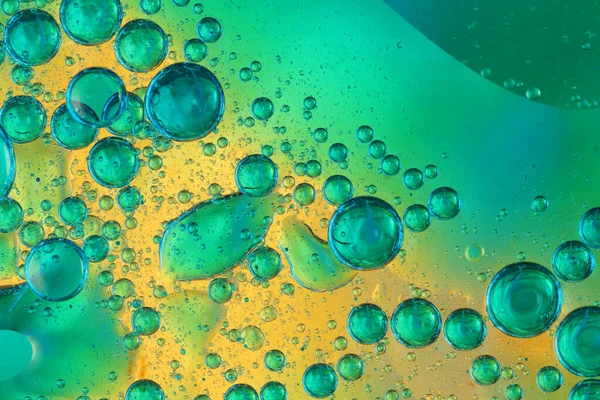 Olja Bubblor Glas Och Färgad Bakgrund — Stockfoto