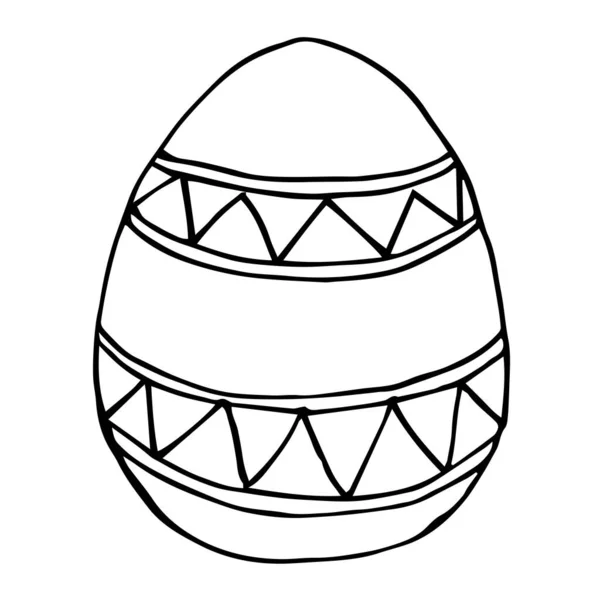 Ornament Easter egg vector black and white line art. Catolic Easter symbol. For invitention, postcard, coloring book — Stock Vector