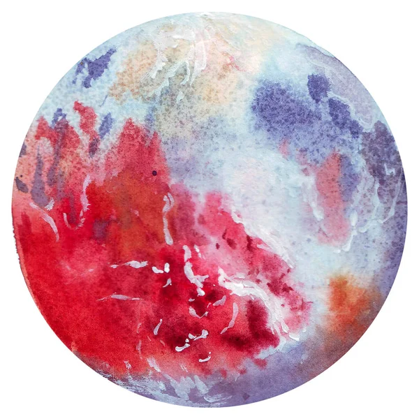 Pluto. Aquarel planeet van het zonnestelsel voor print design. Kunst element. Geïsoleerd op witte achtergrond. — Stockfoto
