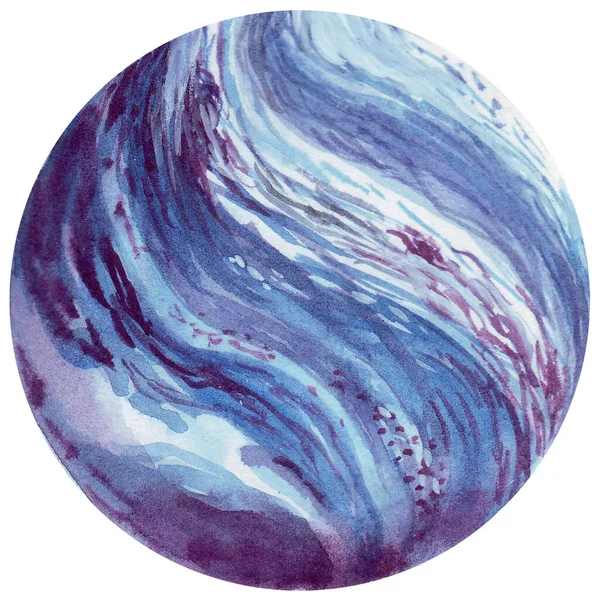 Uranus. Aquarel planeet van het zonnestelsel voor print design. Kunst element. Geïsoleerd op witte achtergrond. — Stockfoto