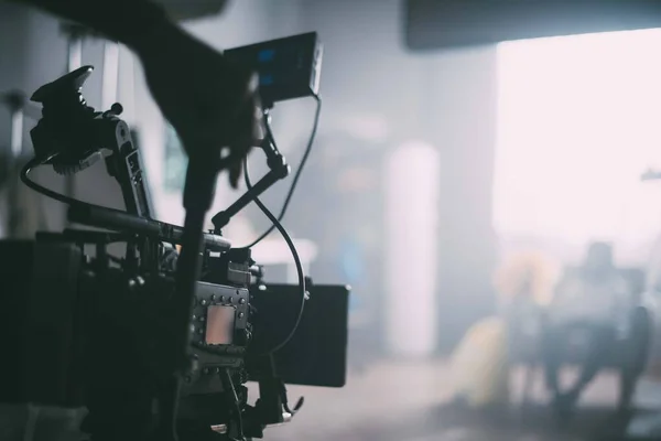 Profesyonel Film Video Kamera Sette Atış Vardiyası Ekipman Grup Modern — Stok fotoğraf