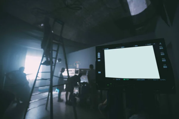 Film Seti Modern Çekim Teknolojisi Film Ekibi Işıklandırma Cihazları Monitörler — Stok fotoğraf