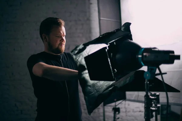 Svítidla Osvětlovacím Zařízením Osvětlovací Zařízení Sadě Osvětlení Produkce Pro Natáčení — Stock fotografie