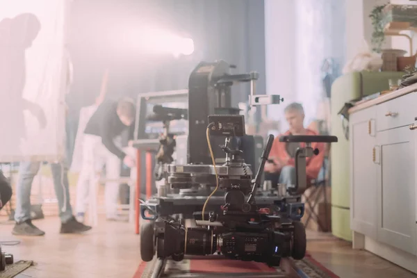 Câmera Cinema Vídeo Profissional Set Turno Tiro Luminárias Equipamentos Tiro — Fotografia de Stock