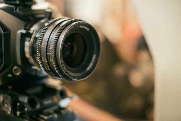 Película Profesional Cámara Vídeo Set Turno Tiro Equipo Grupo Técnica — Foto de Stock