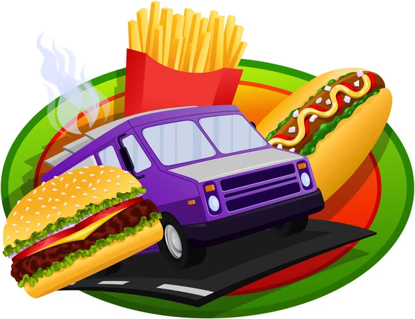 Élelmiszer teherautó koncepcióterv — Stock Vector
