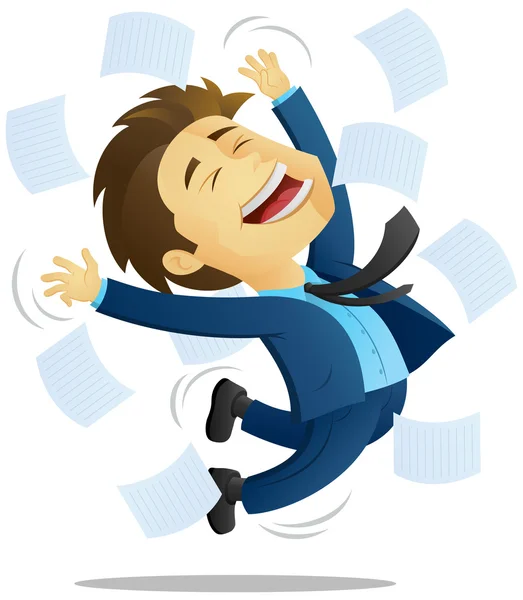 Office Guy Jumping in joy — Stock Vector