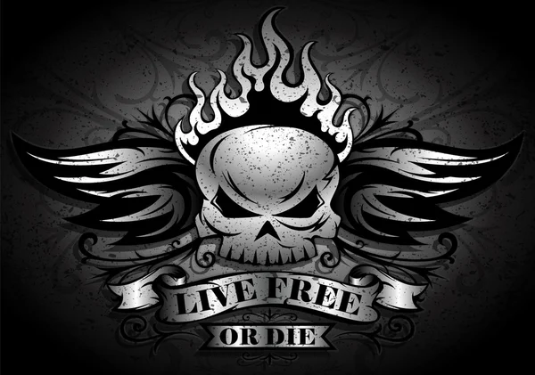 Vivir libre o morir - Diseño de cráneo Vectores de stock libres de derechos