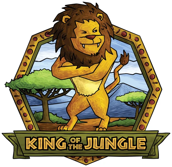 Az Oroszlán - király a dzsungelben. Stock Illusztrációk