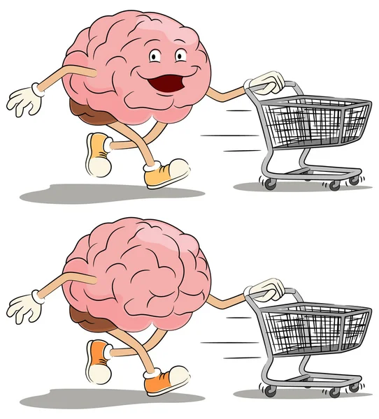 Brain Shopper Cartoon Charatcer lizenzfreie Stockvektoren