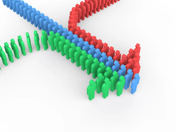 3D mensen geregeld om te vormen van een pijl — Stockfoto