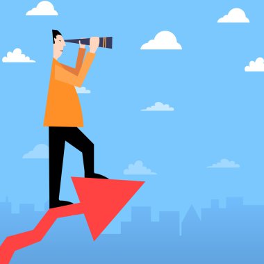 Adam başarı ok üzerine teleskopu ile