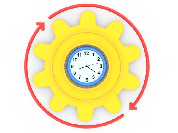 3d clock gear and arrows — Stock Photo, Image