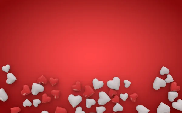 3d red and white hearts — Stock Photo, Image